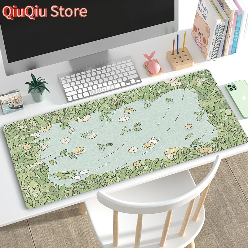 Large Mouse Pads Green Mouse Mat Gamer Pad Extra Girly Mousemat Kawaii Desk Accessories Mousepad XXL Surface for Computer Mouse