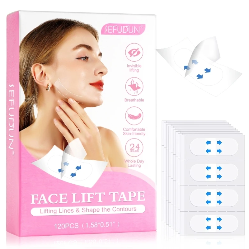 120pcs Face Lift Tape Invisible Facelift Tape for Face Invisible  Makeup Face Lift Tools for Hide Double Chin