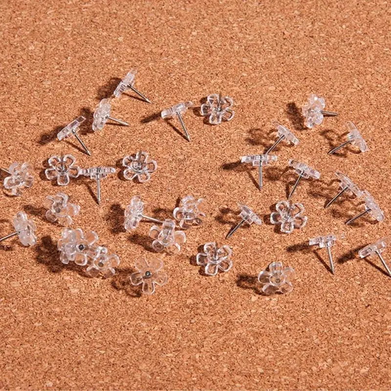 

100 шт. Прозрачные цветочные штифты на доску уведомления о достопримечательностях палец