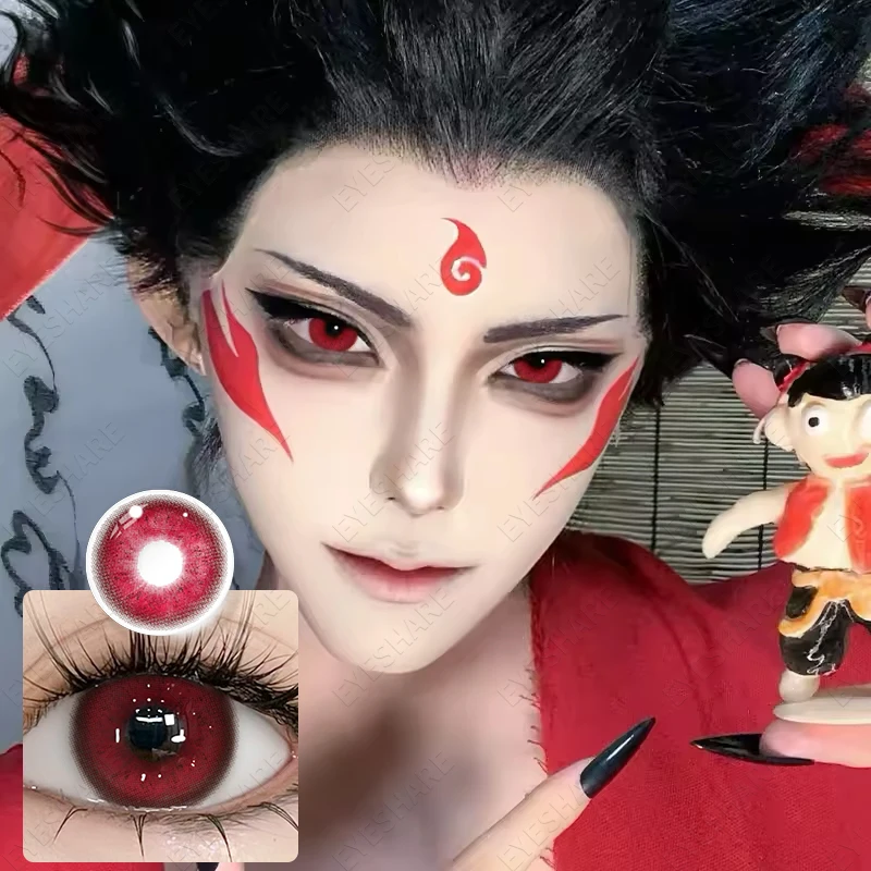 AMARA rote Cosplay-Farbkontaktlinsen, verrückte Halloween-Mode, Schönheit, Schüler, Rollenspiele, Party, jährliche Verwendung, kosmetische Farblinse