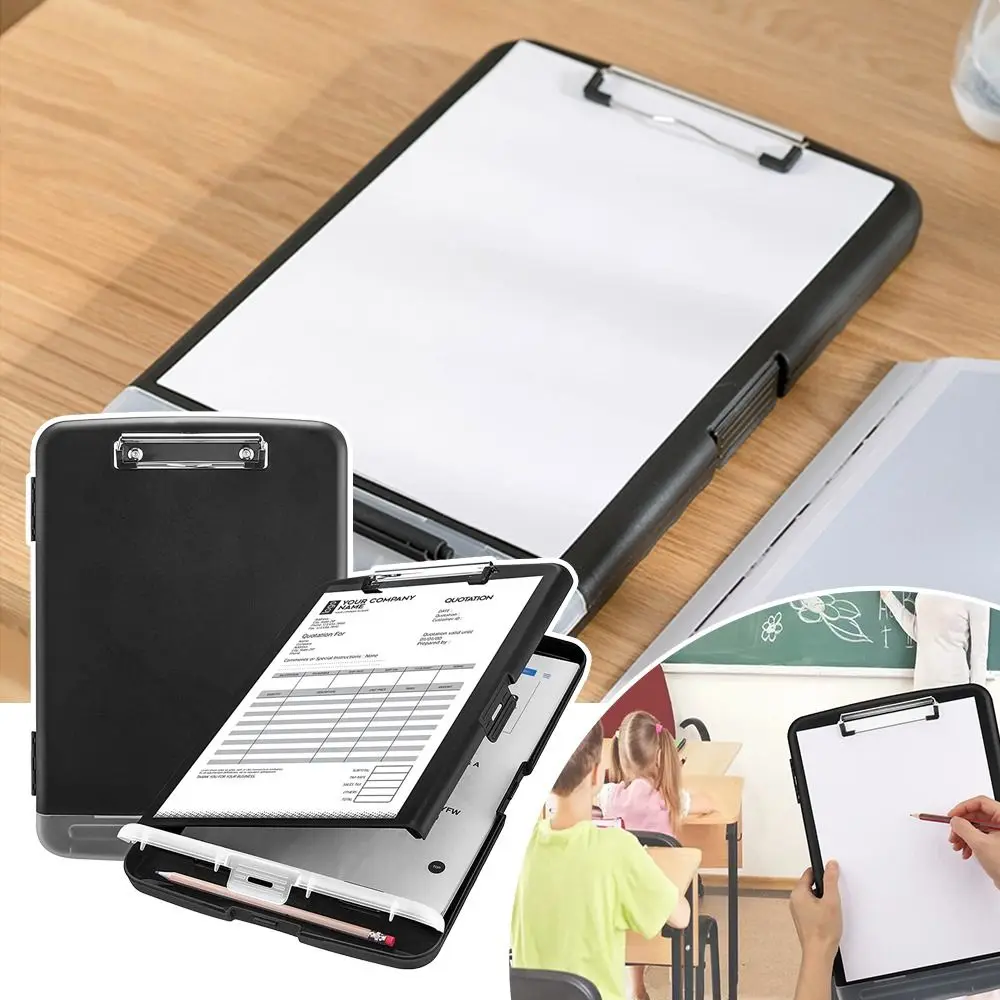 

Smooth Writing Profile Clip Side Opening Multi-Function Storage Clipboard Storage Clip Boards Storage Case Box With Compartment