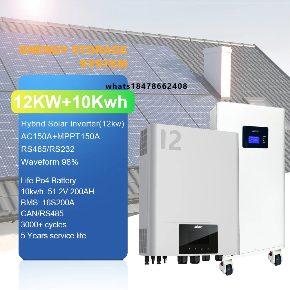 SUOER 10KWH Lithium Ion Battery 12KW Hybrid Solar Inverter System Controller with Monocrystalline Silicon Solar Panels