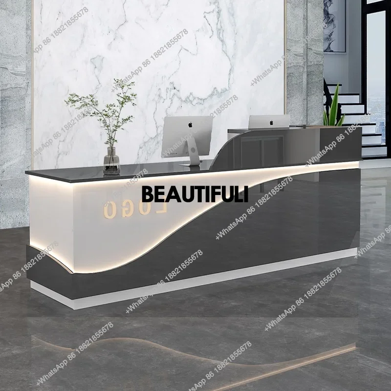 

H Beauty Home Reception Desk Modern Simple Office Cashier Reception Desks Luxury Salon Mostrador Recepción Commercial Furniture