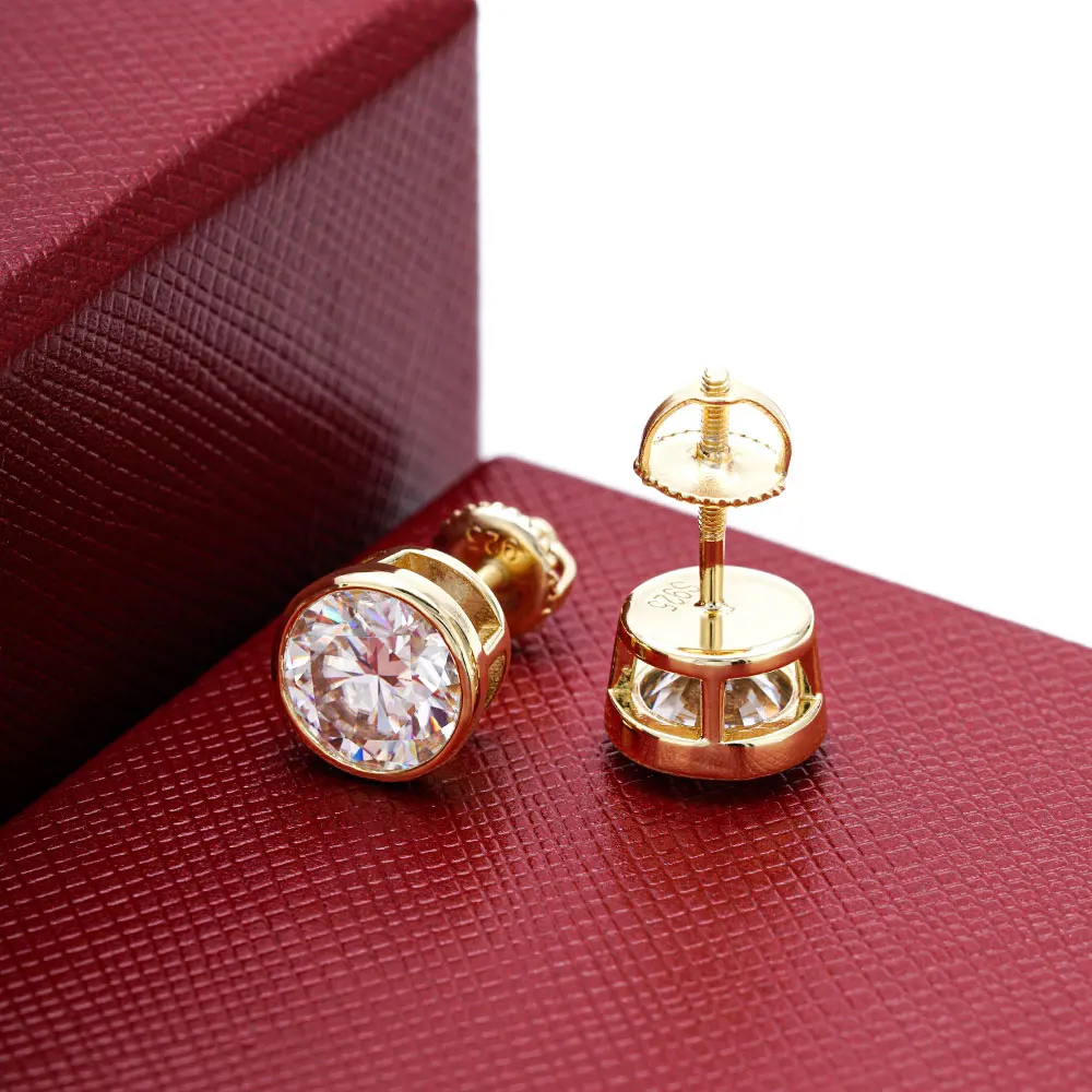 

Серьги-гвоздики из муассанита круглой огранки 2 карата с завинчивающейся задней частью, ювелирные изделия из стерлингового серебра 925 пробы для женщин, сертификат GRA, подарок на День святого Валентина