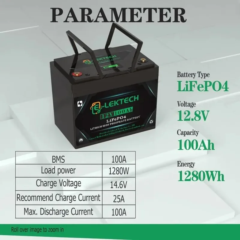 12V 100Ah LiFePO4 Lithium Battery 100A BMS Group 24 10000+ Deep Cycle Lithium Iron Phosphate Battery Great For Winter Power Shortage, RV, Marine and Off Grid Applications (12V 100Ah)