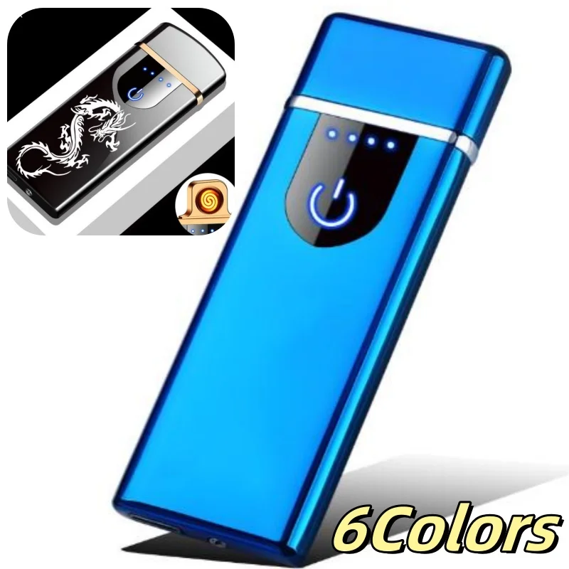 Ultra-thin USB Electric Cigarette Lighter Creative Metal Double-side Rechargeable Flameless Lighter Smoking Gadgets Without Gas