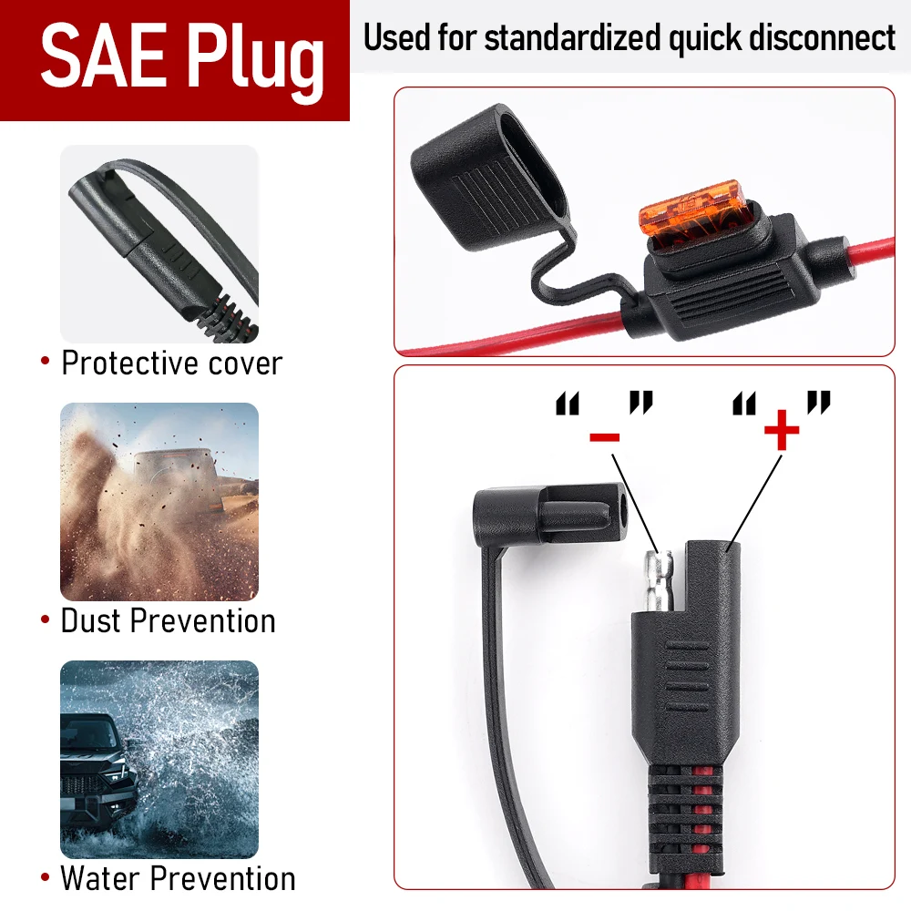 Double SAE Quick Release Cable Adapter Extension Solar Cable SAE to O-ring Connector Extension Cable for Battery Charger Maintai image 5