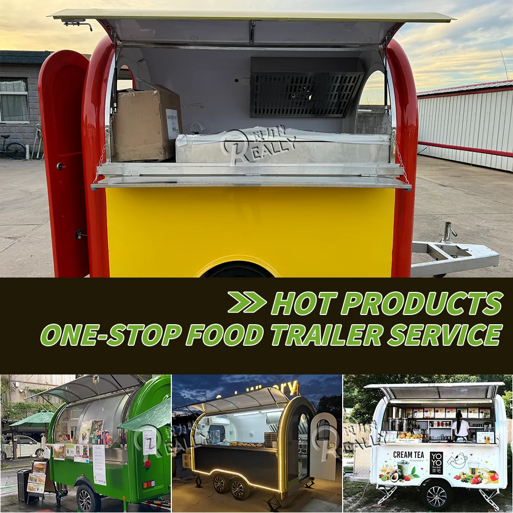 

Concession Food Truck Fully Equipped Snack Cart Ice Cream Cart Street Mobile Kitchen Fast Food Trailer