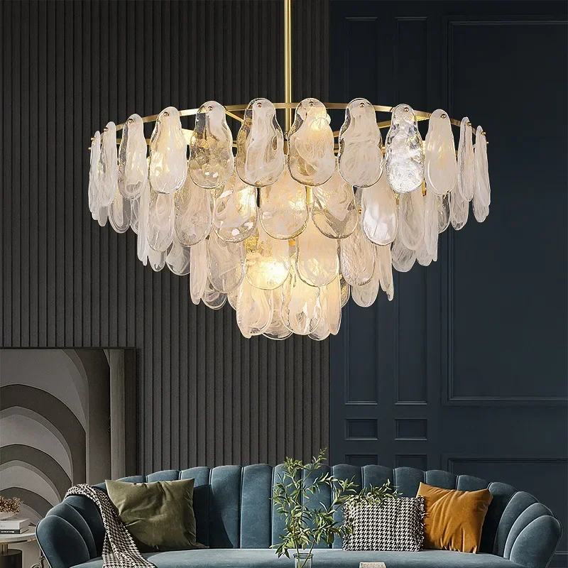 Postmodern luxury chandeliers glass LED pendant light Nordic minimalist home decoration dimming living room bedroom lighting