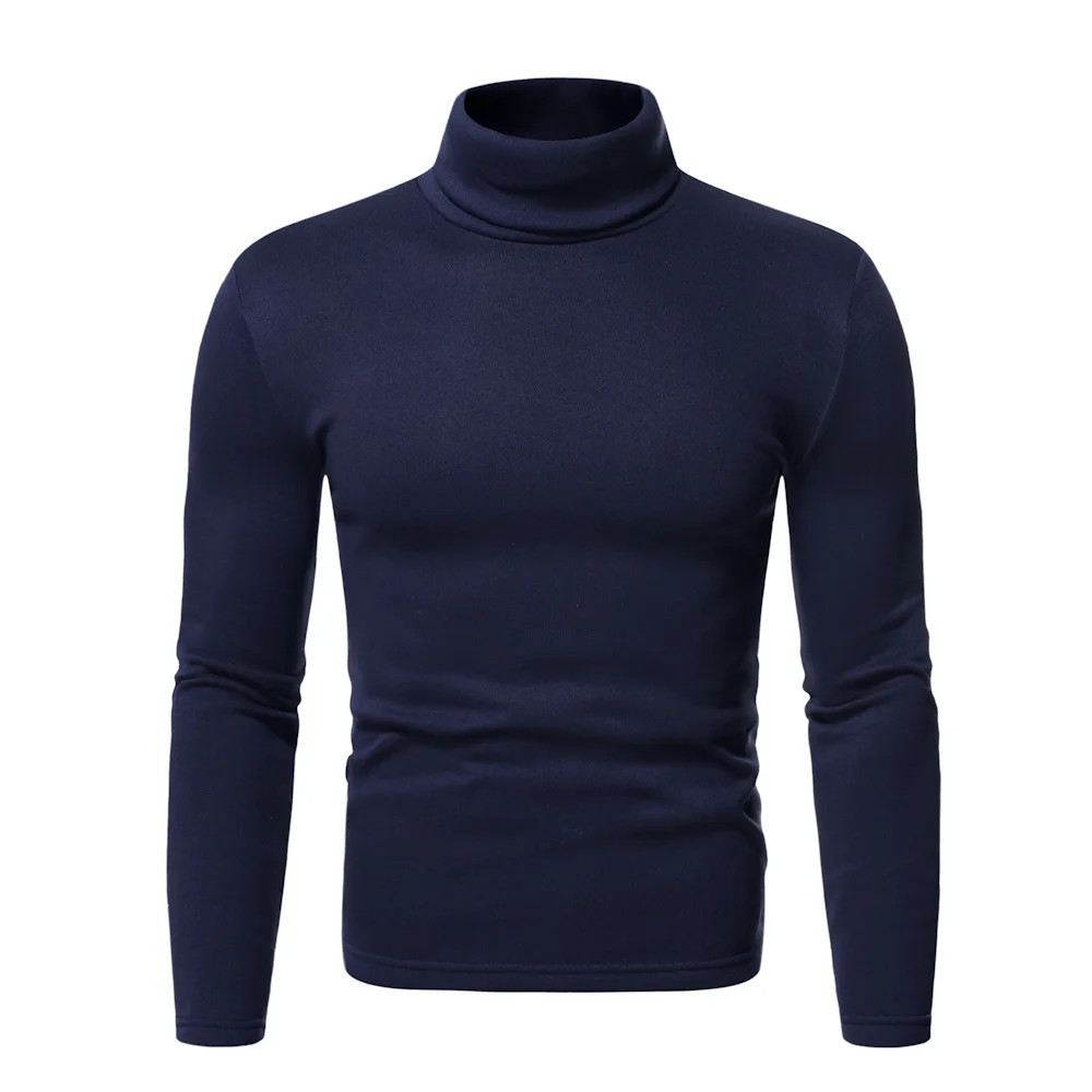 Otoño Invierno moda Sudadera con capucha para hombres Color sólido con jersey de lana Camiseta de cuello alto hombres camisa Base decorativa Sudadera con capucha de lana