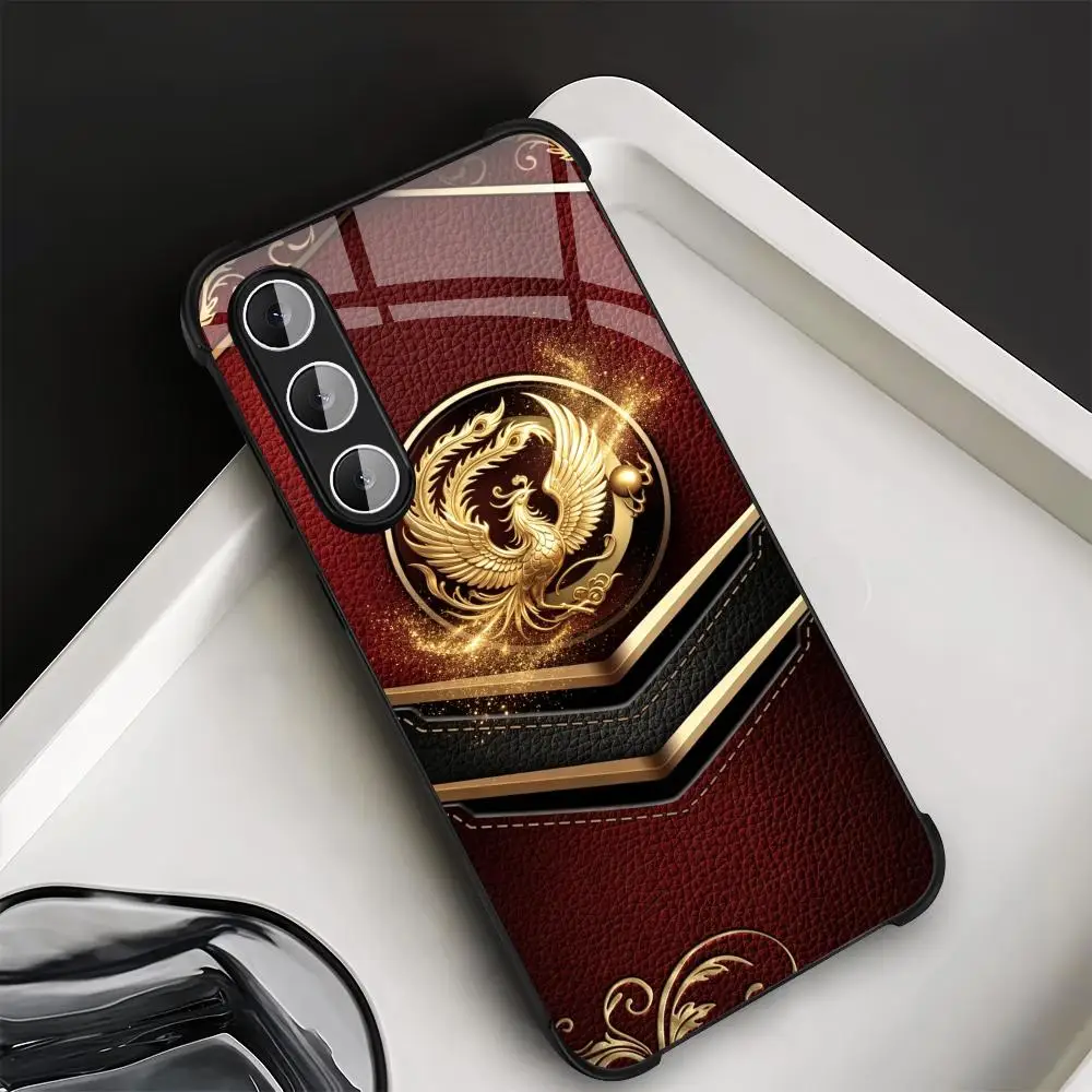 Royal Golden Phoenix phone case s26 ultra case 폰케이스 s25 ultra case glass for Samsung Galaxy S26 S25 S24 S23 S22 FE,Ultra,Plus