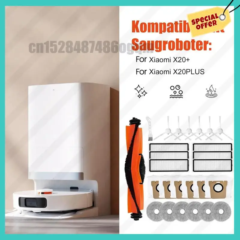 -ABJZ اكسسوارات أجزاء ل Xiaomi X20 + / X10 + مكنسة كهربائية استبدال أجزاء فرشاة جانبية رئيسية فلتر Hepa ممسحة القماش أكياس الغبار