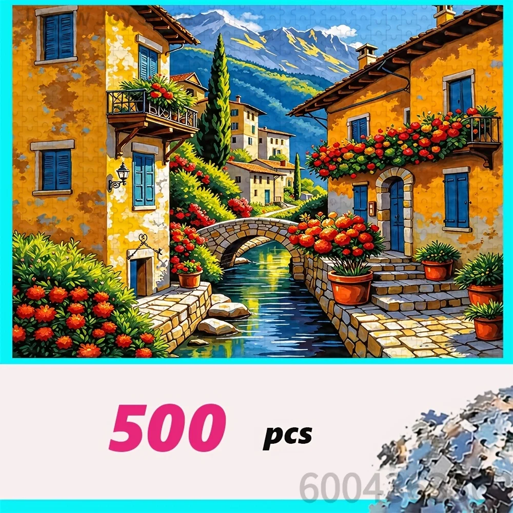 Dreamy Landscape Jigsaw Puzzle Mediterranean Sea & Italian Village Adult Kids Educational Toy Stress Relief Home Decor