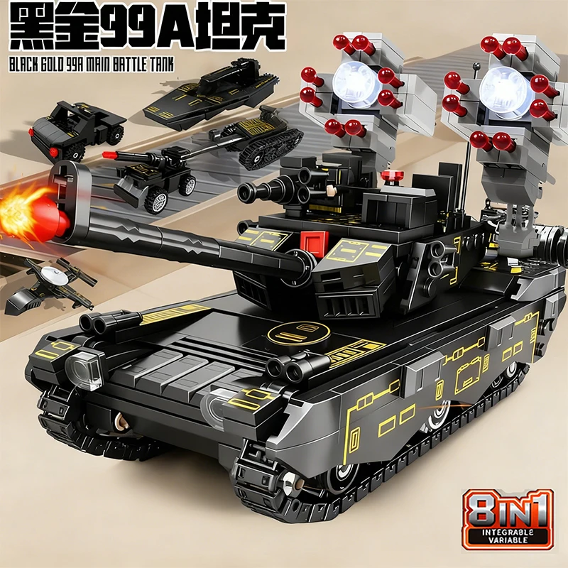 

8 in 1 Tank Building Blocks WWII Military Model Kit Army Plane Truck Soldier Figures Construction Toy for Kids