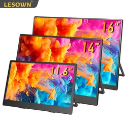 LESOWN 11.6 14 16 inch 2.5K 120Hz Monitor FHD 1080P Ultra-Slim VESA HDMI Type C Widescreen Display Plastic shell with Speakers