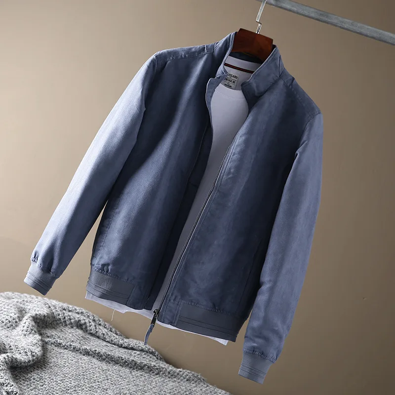 2025 men's stand up collar business casual suede jacket jacket