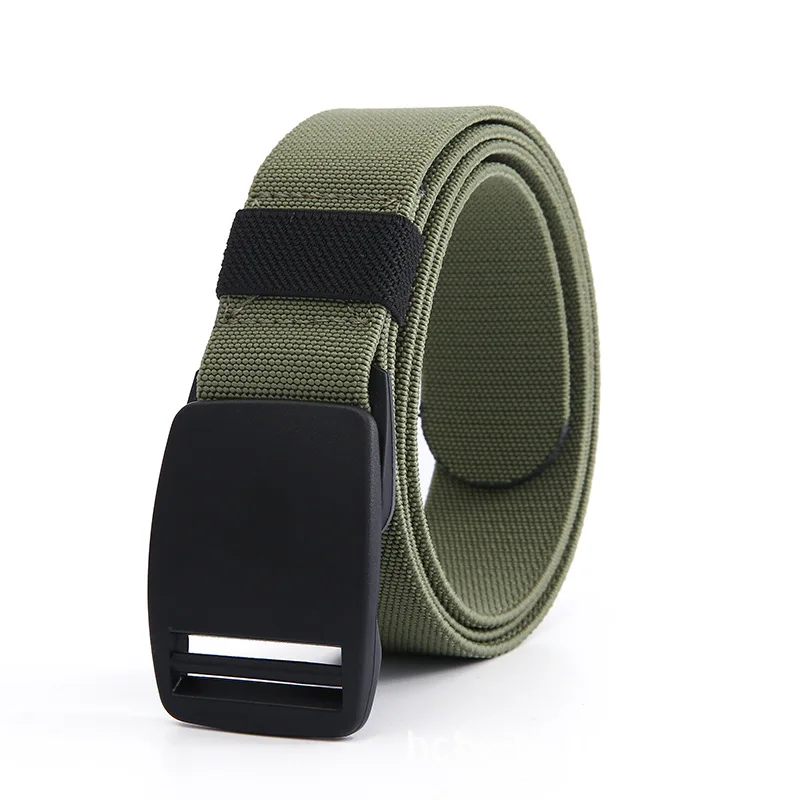 Men Canvas Belts Solid Color Men Luxury Brand Male Strap Fashion Trouser Belt Black Buckle High Quality Stretch Waistband DT051