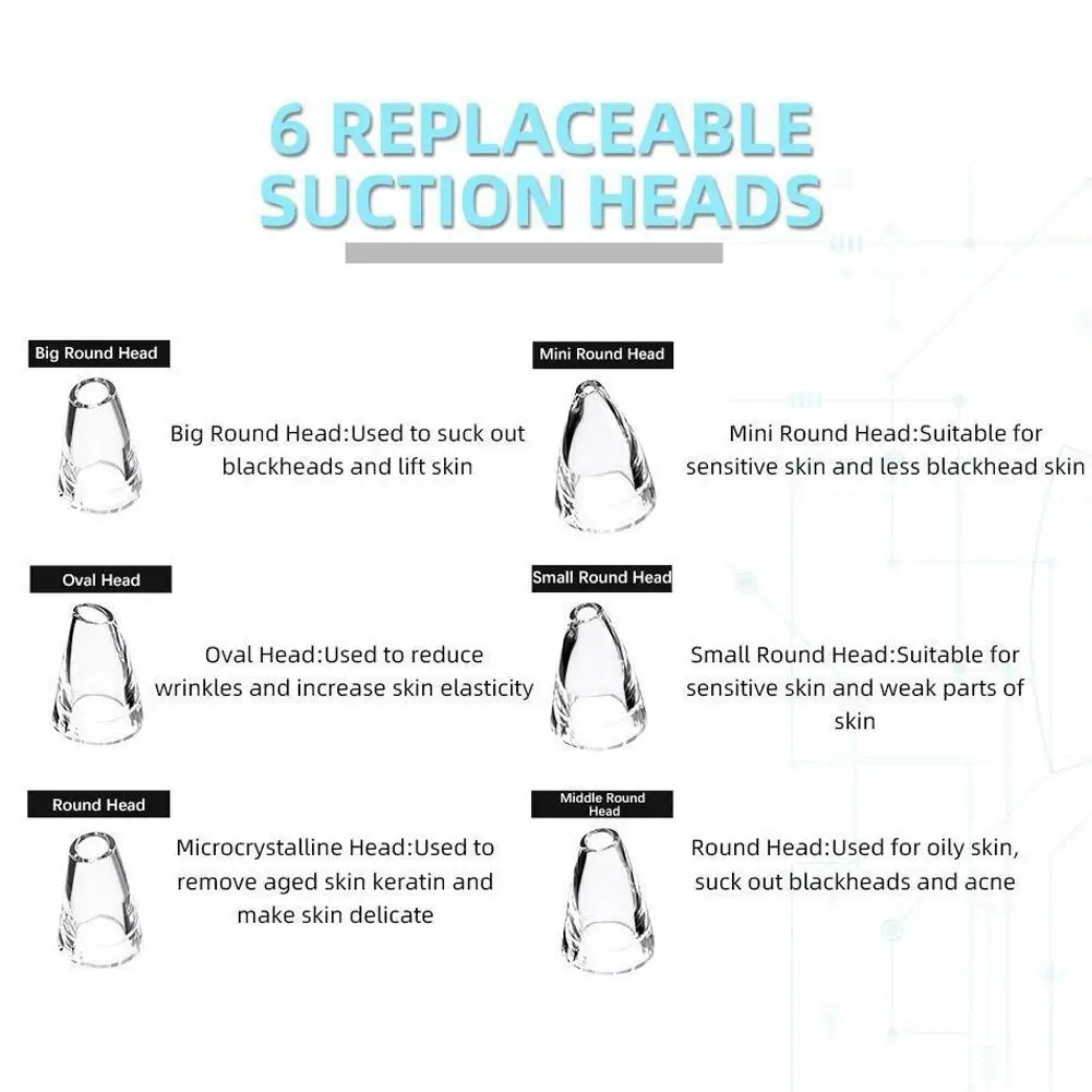 الكهربائية فراغ شفط مزيل الرؤوس السوداء الوجه المسام الأنظف إزالة البقع السوداء الوجه آلة التطهير العميق أدوات العناية بالبشرة #6