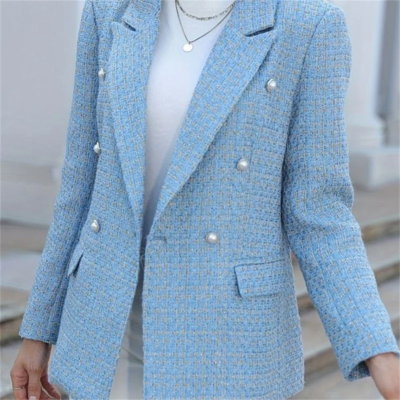 Nowy Płaszcz Damski z Zapachem, Dwurzędowy, Długi, na Wiosnę i Jesień 2026, Odzież Wierzchnia Damska, Wyszczuplający, Krótki, z Błyszczącego Jedwabiu