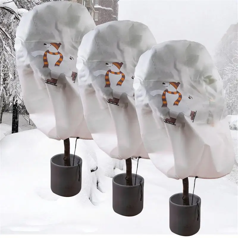 Plant Freeze Protection Cover Anti-Freeze Blanket Winter Protector With Drawstring Warming Jacket Fabric Cover Gardening Tools