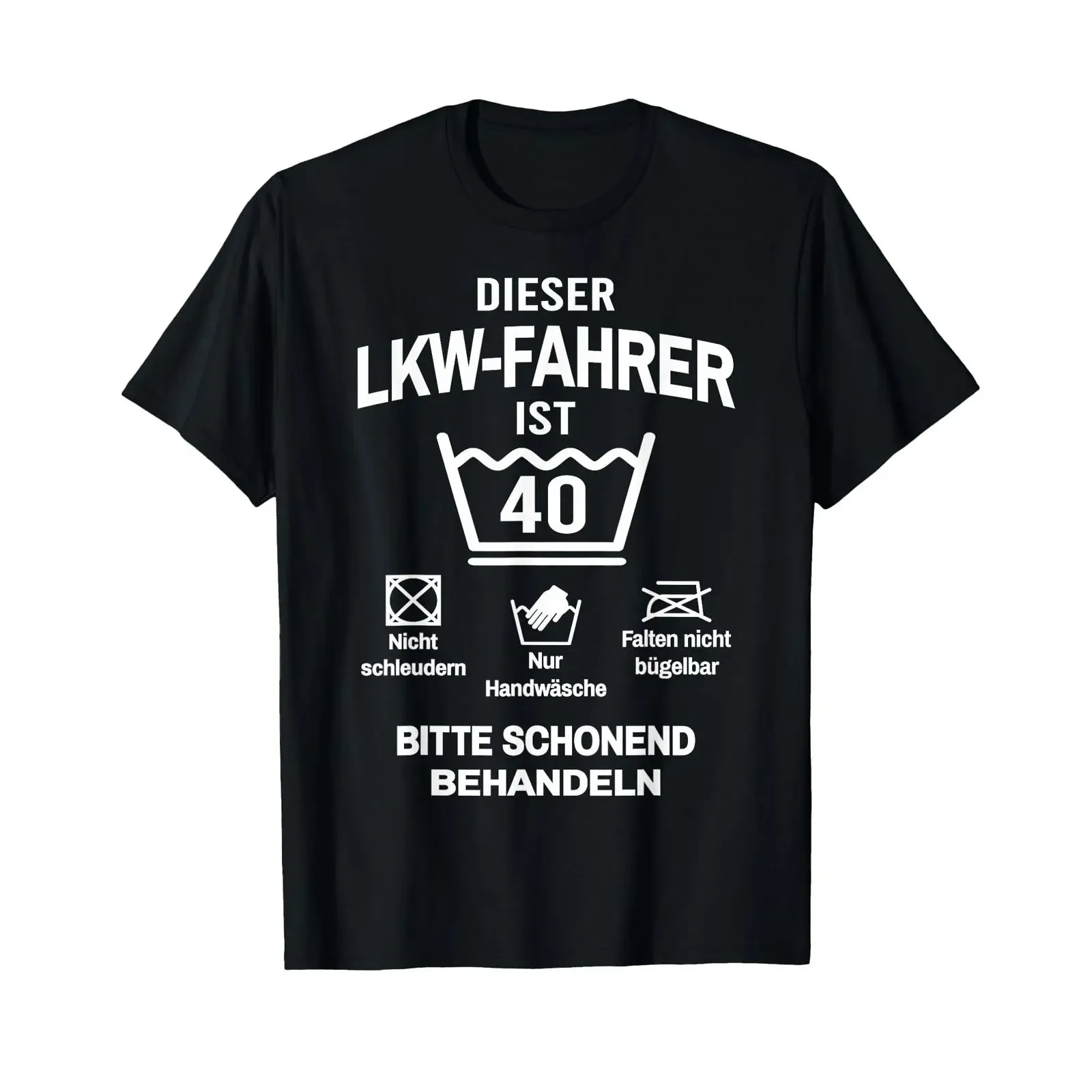 Herren-T-Shirt zum 40. Geburtstag für LKW-Fahrer, lustig, 40 Jahre, schwarz, Vintage-Waschung, leicht weich, Unisex, dehnbar, modisches Motiv