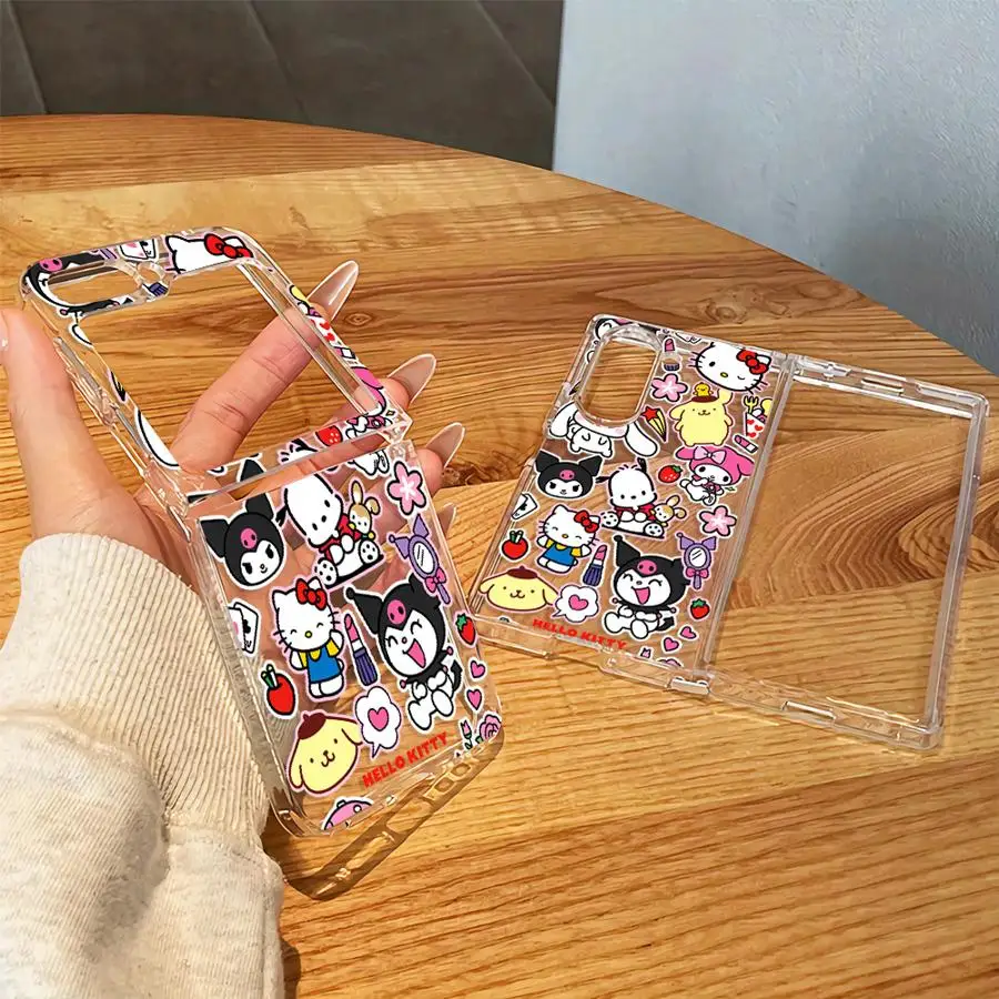 Case for Samsung Galaxy Z Fold 8 Ultra Z Fold 7 6 5 4 3 Z Flip 6 5 4 3 ZFold8Ultra Transparent Soft Phone Cover Cartoon Sanrio