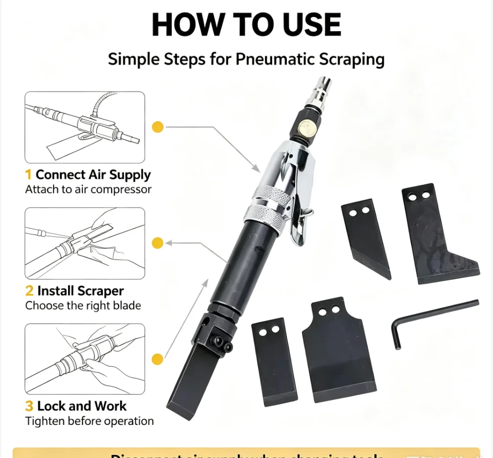 Pneumatic Scraper Set - Adjustable Air Knife Shovel Chisel for Industrial Welding Deburring Rust Removing