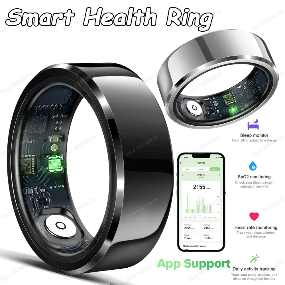 

New 5ATM & IP68 Waterproof Smart Ring 2025 Heart Rate Sleep Monitor Blood Oxygen Health Monitor GPS Montion Sports Smartrings