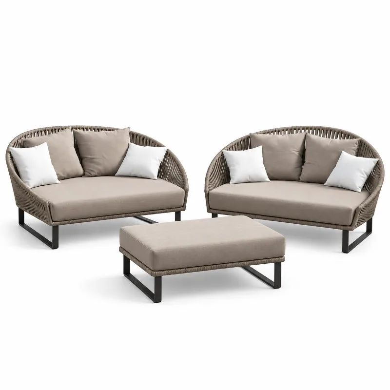 Balcony villa waterproof sunscreen rattan table and chair combination terrace leisure garden furniture