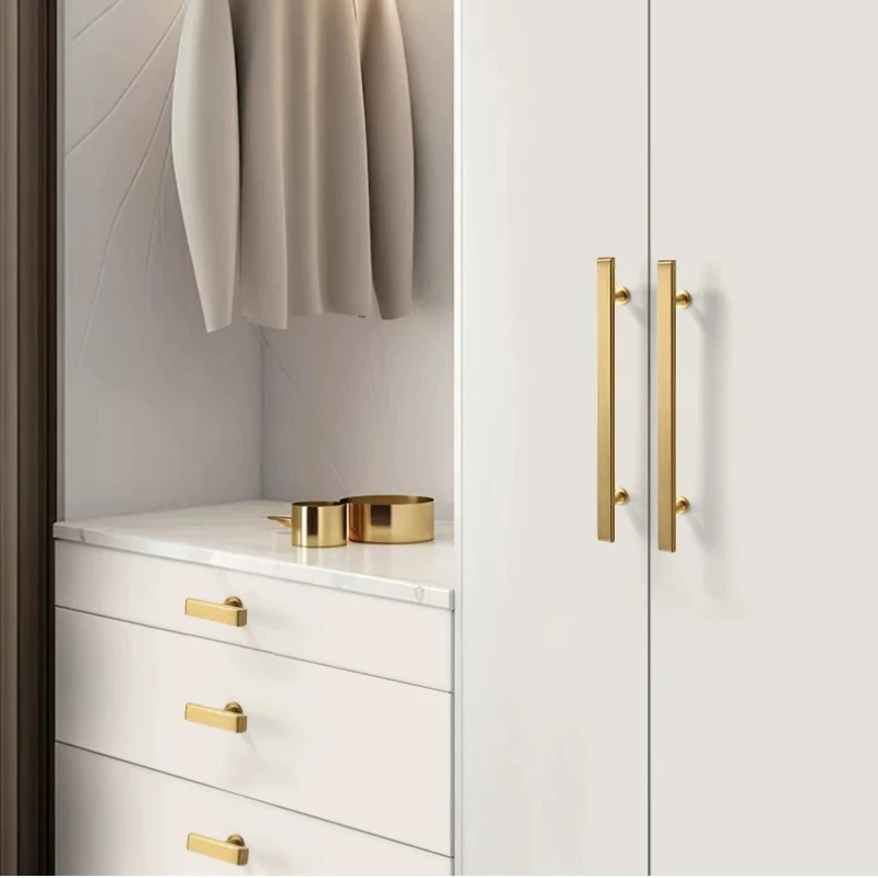 

Brass Furniture Simple American Copper Light Luxury Gold Square Wardrobe Door Chinese Square Strip Imitation Antique Handle