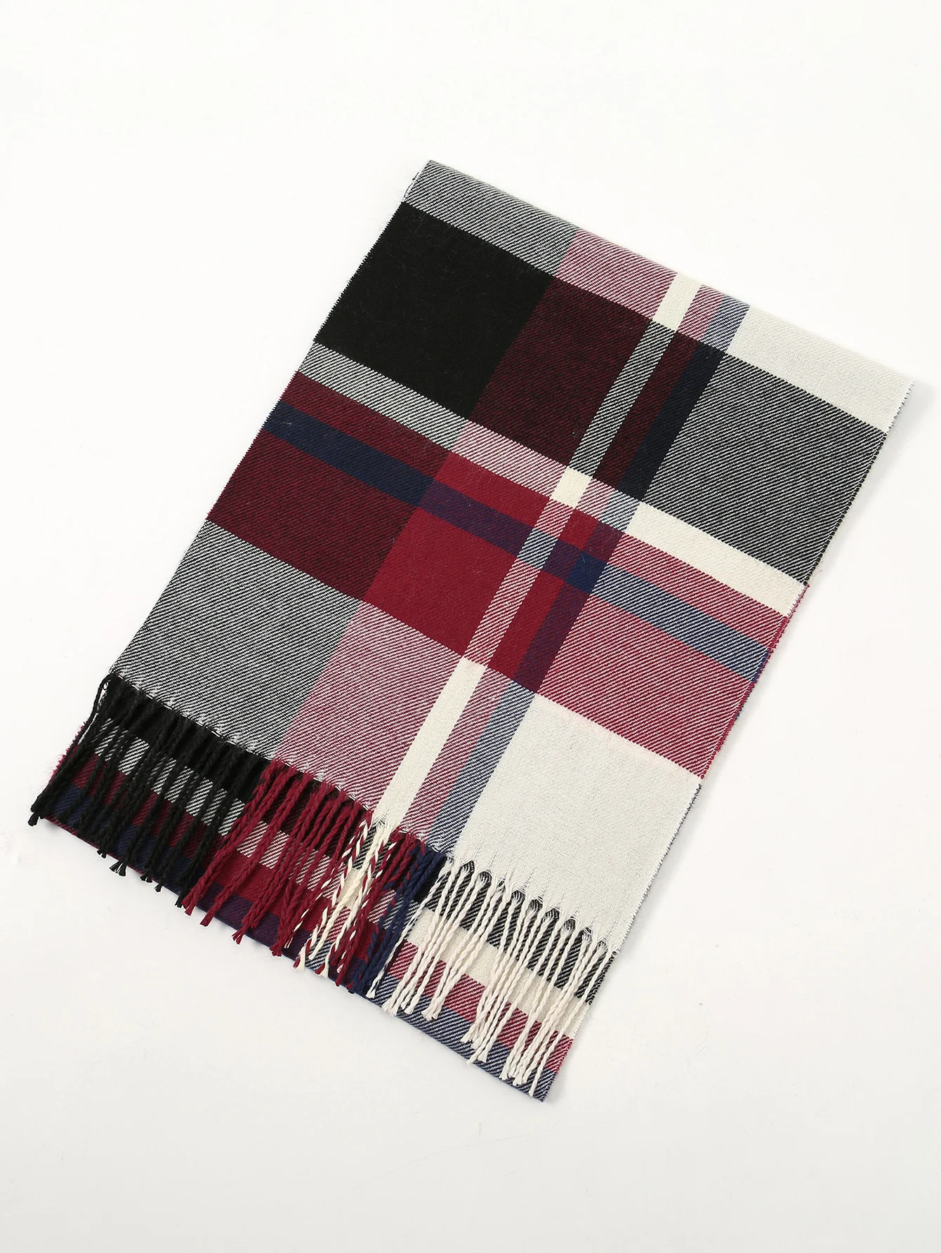 Female Imitation Cashmere Scarf, Matching Color, Big Check, Outono e Inverno, Versão coreana do coreano, Rede, Vermelho, S