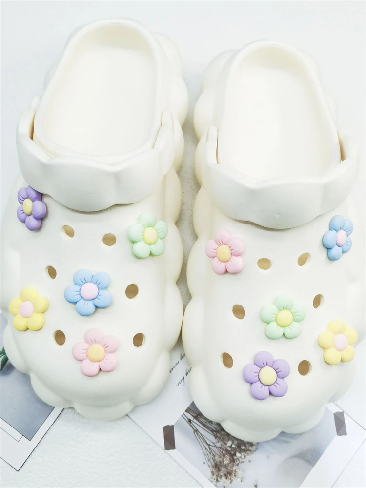 10PCS Schuh Charms ABS Dekorationen Zubehör DIY Transparente Sonnenblume Clog Schnalle Schuhe Slides Candy Farbe Fit Slipper Sandalen – Detail 9