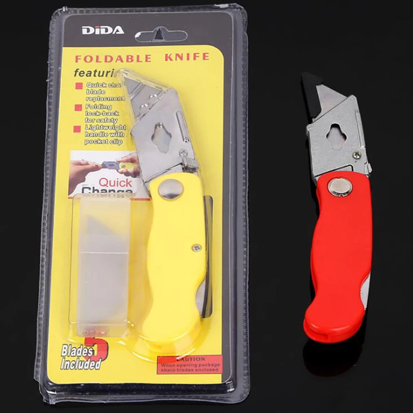 سكينة قابلة للطي من الفولاذ الكربوني العالي مع 5 شفرات حادة، سكينة أدوات مكتبية لأعمال النجارة والتخييم في الهواء الطلق والتنزه #5