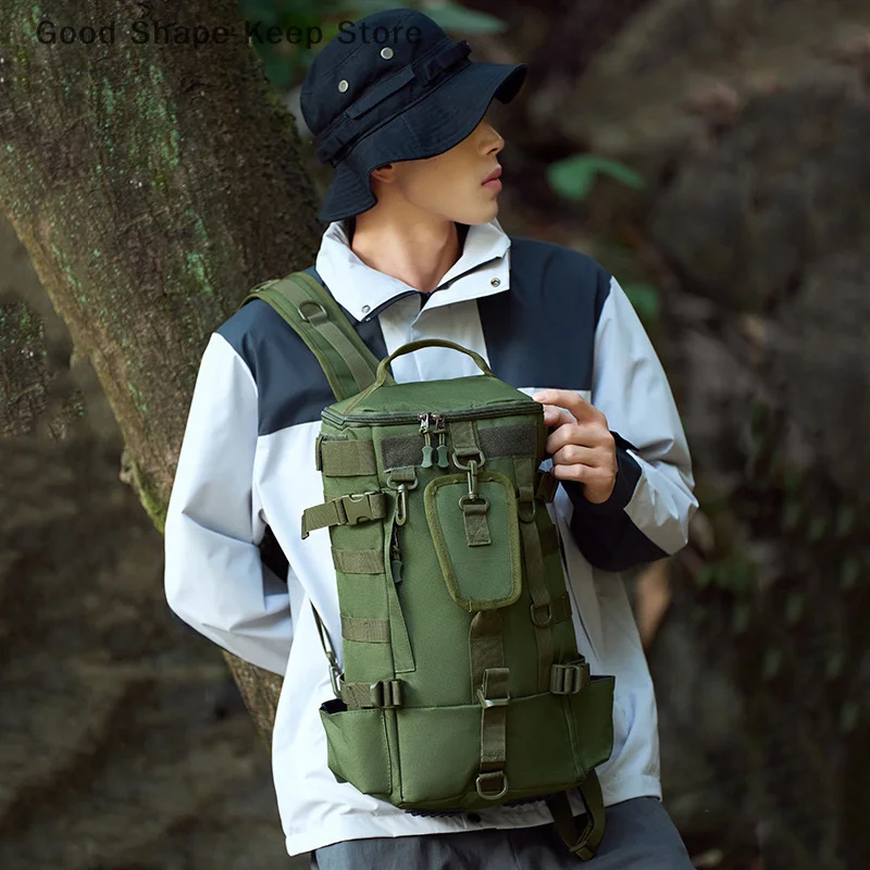 

Robust Fishing Gear Storage Backpack with Rod Holders for Camping and Hiking
