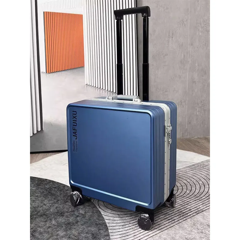 

Suitcase Aluminum Frame 18-Inch Luggage Small Boarding Trolley Case Computer Compartment Short trip Men and Women Travel Bag