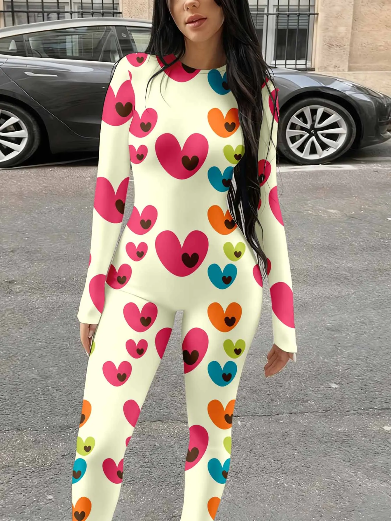 Round neck pullover jumpsuit with high elasticity fabric, soft and skin friendly shaping, women's jumpsuit