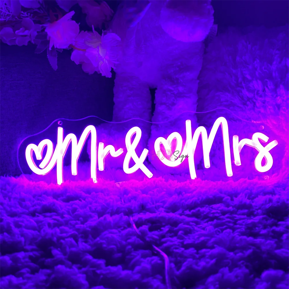 

Neon Led Sign Mr Mrs Neon LED Night Lights USB For Wedding Decoration Party Room Wall Decor Boardsign Neon Lights Lamps