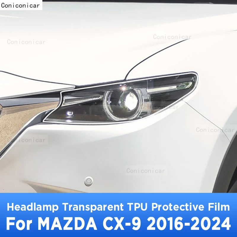 

For MAZDA CX-9 2016-2024 CX9 Car Exterior Headlight Anti-scratch Front Lamp Transparent TPU Protective Film Sticker Accessories