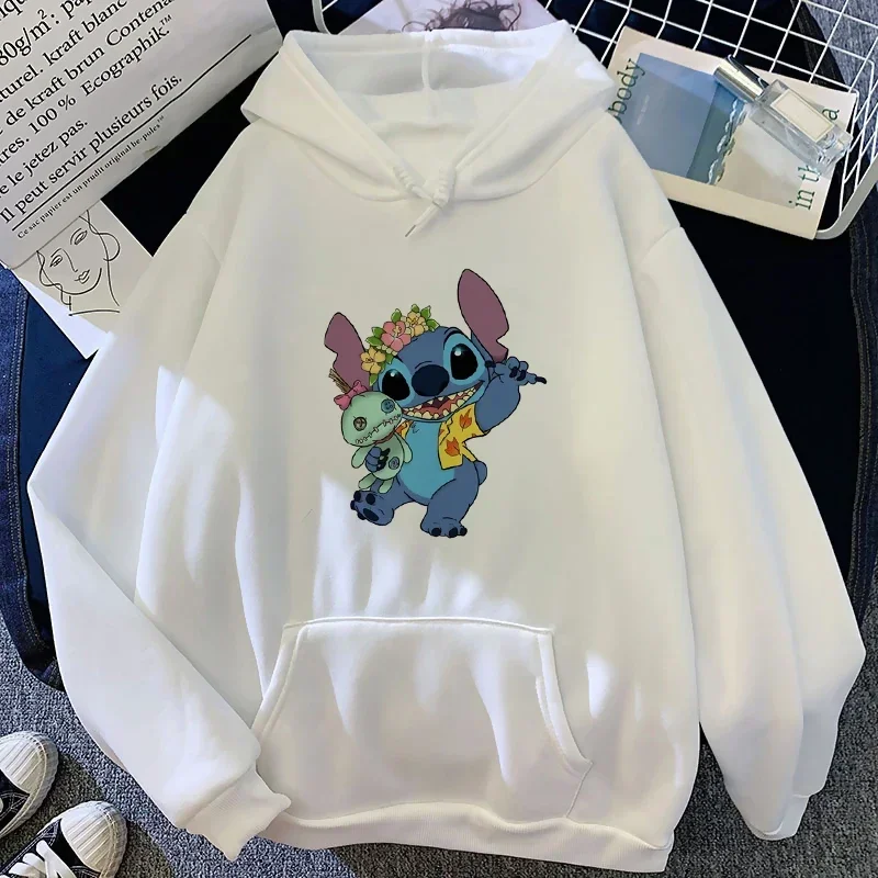 Kawaii Cartoon Stitch Printed Hoodies Women Fashion Comfortable Hoodie Autumn Winter Casual Unisex Sweatshirts Clothing Tops