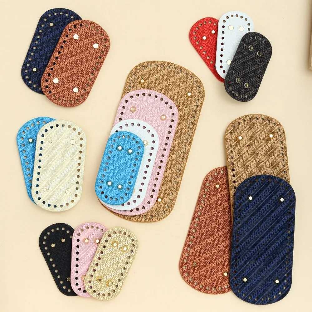 DIY PU Leather Crochet Bag Bottom Oval with Holes Knitted Bag Base Making Bags Purse Wear-Resistant Handmade Bottom for Women