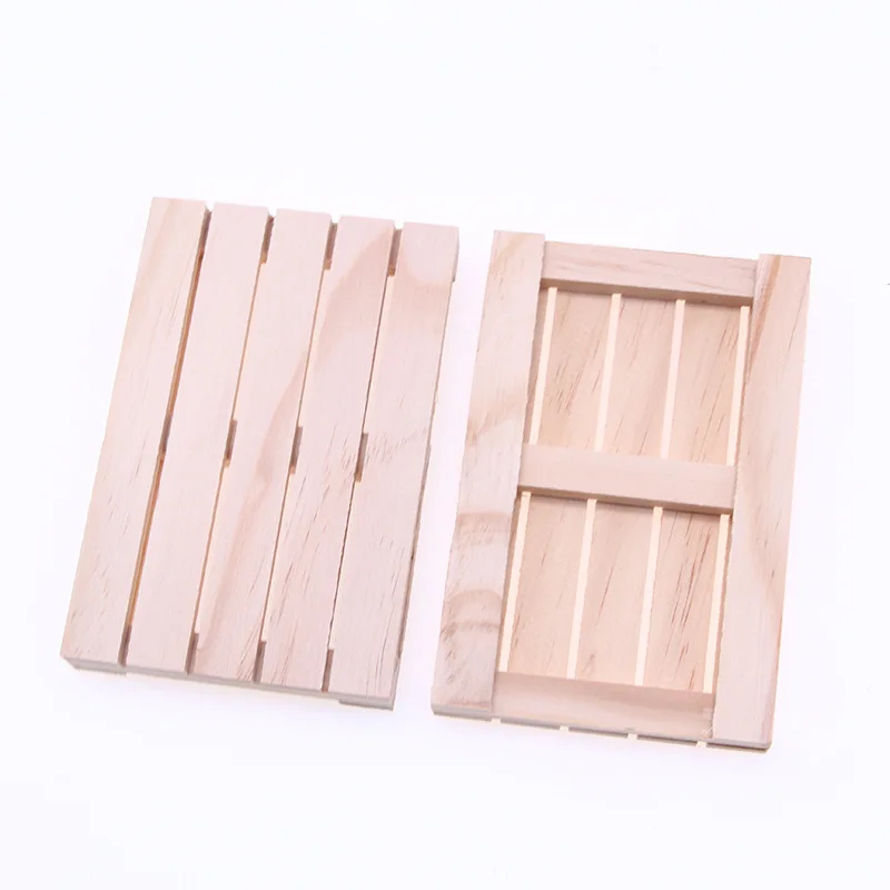 Dollhouse Mini Rectangular Wooden Tray Small Solid Wood Cup Tray Insulation Pad Miniature Scene Dollhouse Furniture Accessories