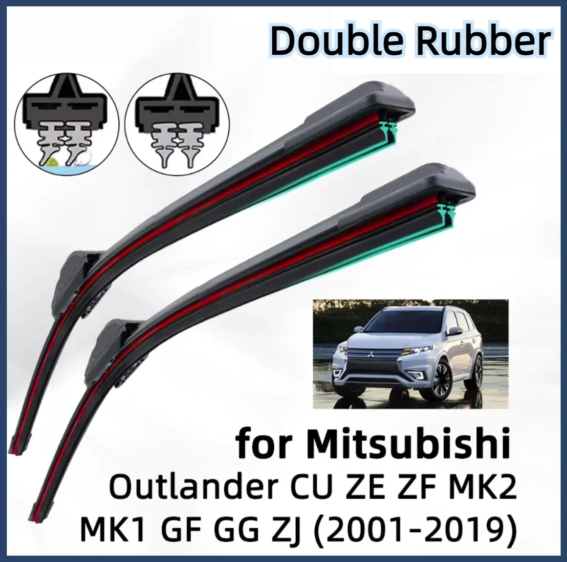 

Double Rubber Car Wiper for Mitsubishi Outlander CU ZE ZF MK1 GF GG ZJ Front Wiper Blades Brushes Cutter Accessories Windscreen