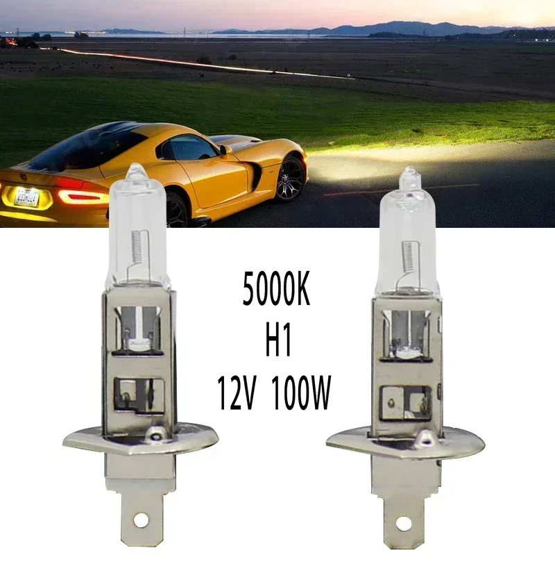 2pcs Hyaline H1 12V 100W Xenon Halogen car Headlight Head Quartz Glass 5000K Light Lamp Bulbs