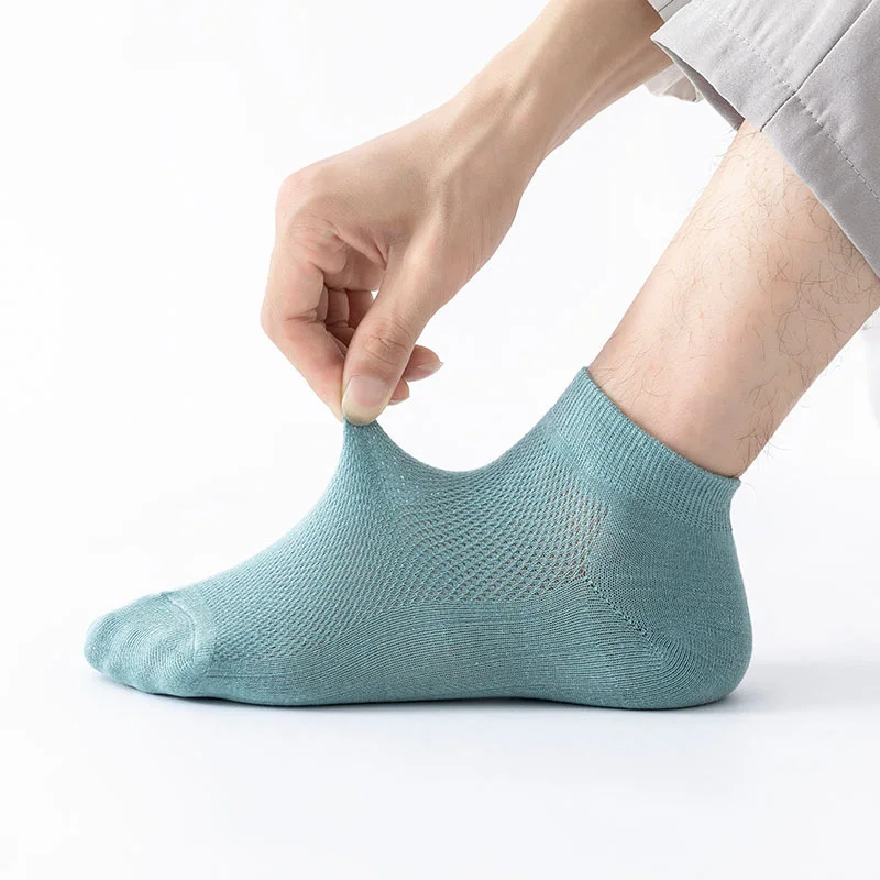 Hochwertige 6 Paar/Set Herren-Bootsocken aus Baumwolle, Sommer-Business-Mesh-Atmungsaktive Herrensocken, Neue Herrensocken in Übergröße EU38-45 – Detail 11
