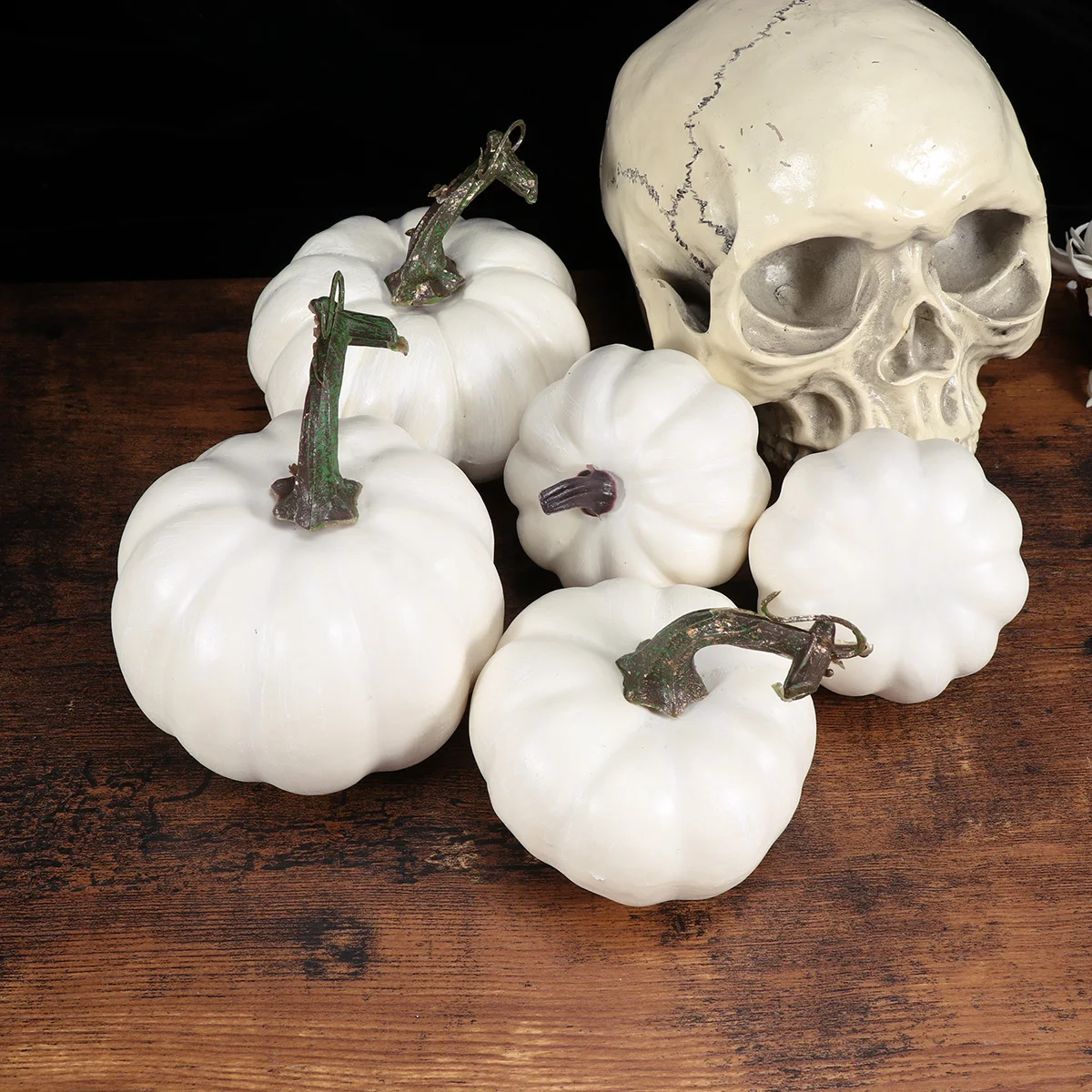 

12Pcs White Pumpkin Simulation Realistic DIY Decoration Props for Halloween Thanksgiving Autumn Festival Home Pumpkin Model
