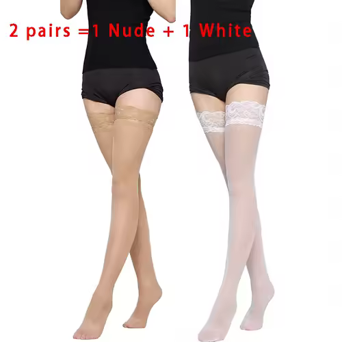 Kave Lace Silicone Anti Slip Thigh Socks Women Black/White Stocking For Women Thigh High Stockings Sexy Long Socks - Image 8