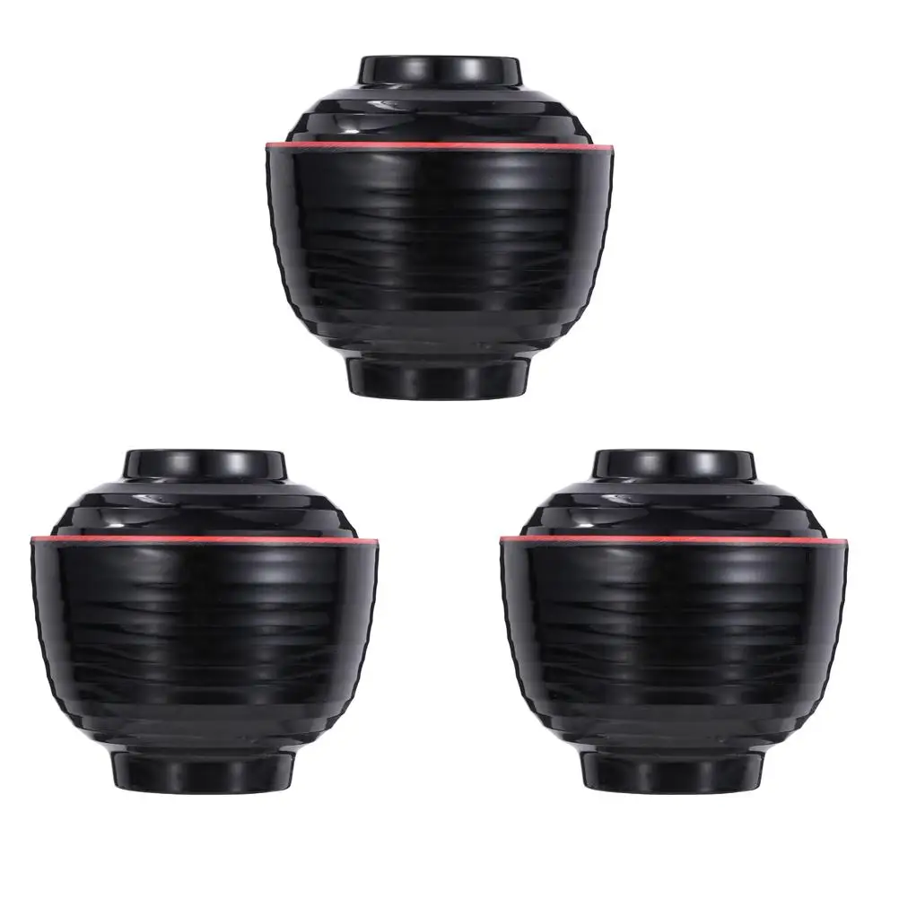 

3 Pcs Bowl with Lid Soup Ramen Bowls Hand-Pulled Noodle Japanese Seasoning Melamine Delicate
