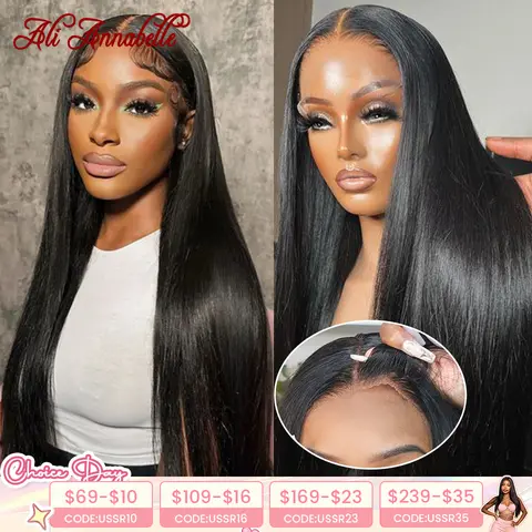 Ali Annabelle Glueless Human Hair Wigs 4x4 13x4 Full Lace Frontal Wigs Preplucked Hair Wig 6x5 Pre Cut Glueless Wigs Human Hair