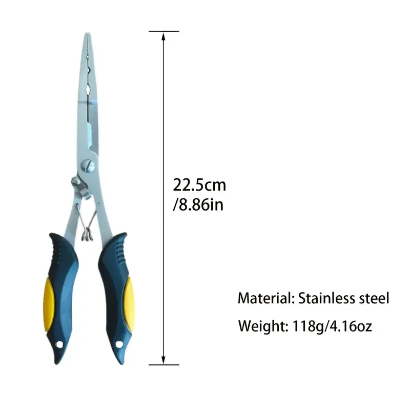 

Goture Yellow Fishing Pliers, Muti-Function Stainless Steel Rustproof Split Ring Pliers, Fish Lip Gripper Hook Remover Braid Cut