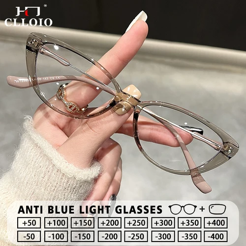 Imagen 2 del producto CLLOIO Street Tall Cat Eyes TR90 gafas para miopía para mujer gafas de lectura con bloqueo de luz azul gafas graduadas para ordenador
